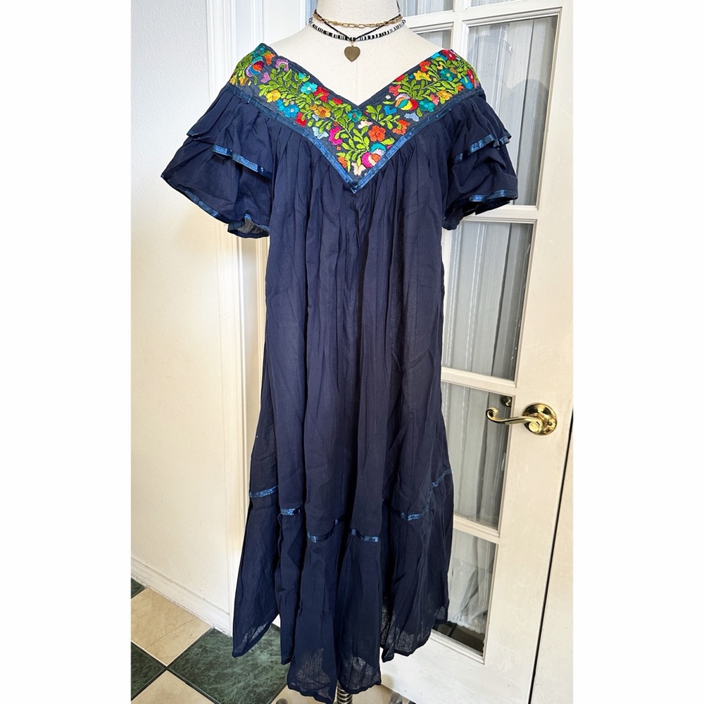 Mexican Gauze Embroidered Dress